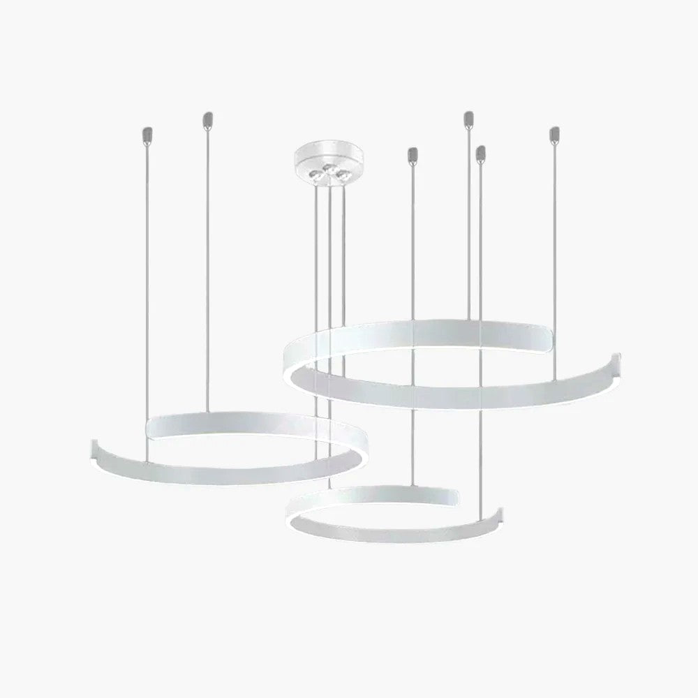 Suspension Cercles LED Anneaux Métal, Design Contemporain