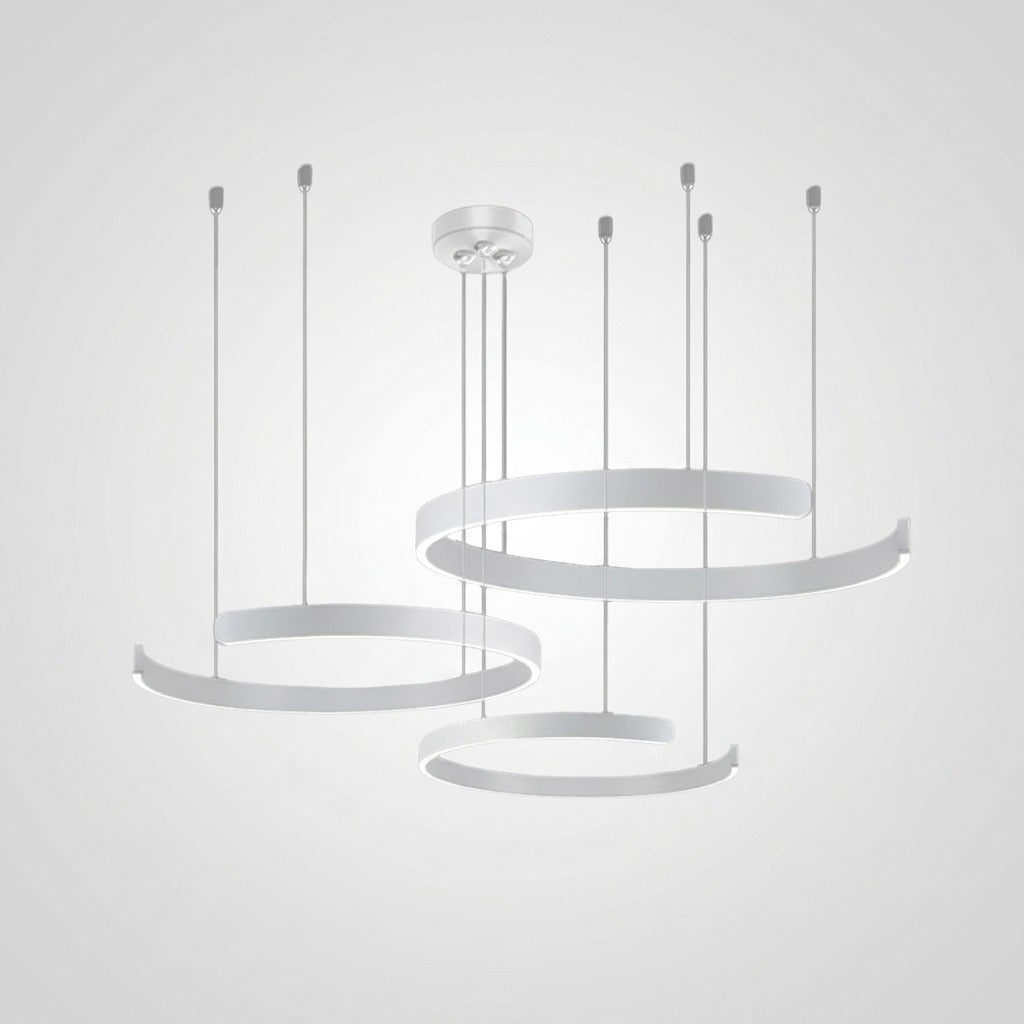 Suspension Cercles LED Anneaux Métal, Design Contemporain