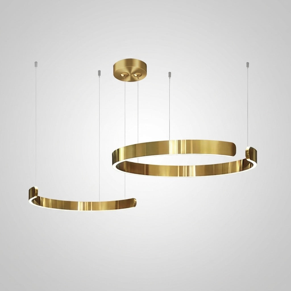 Suspension Cercles LED Anneaux Métal, Design Contemporain