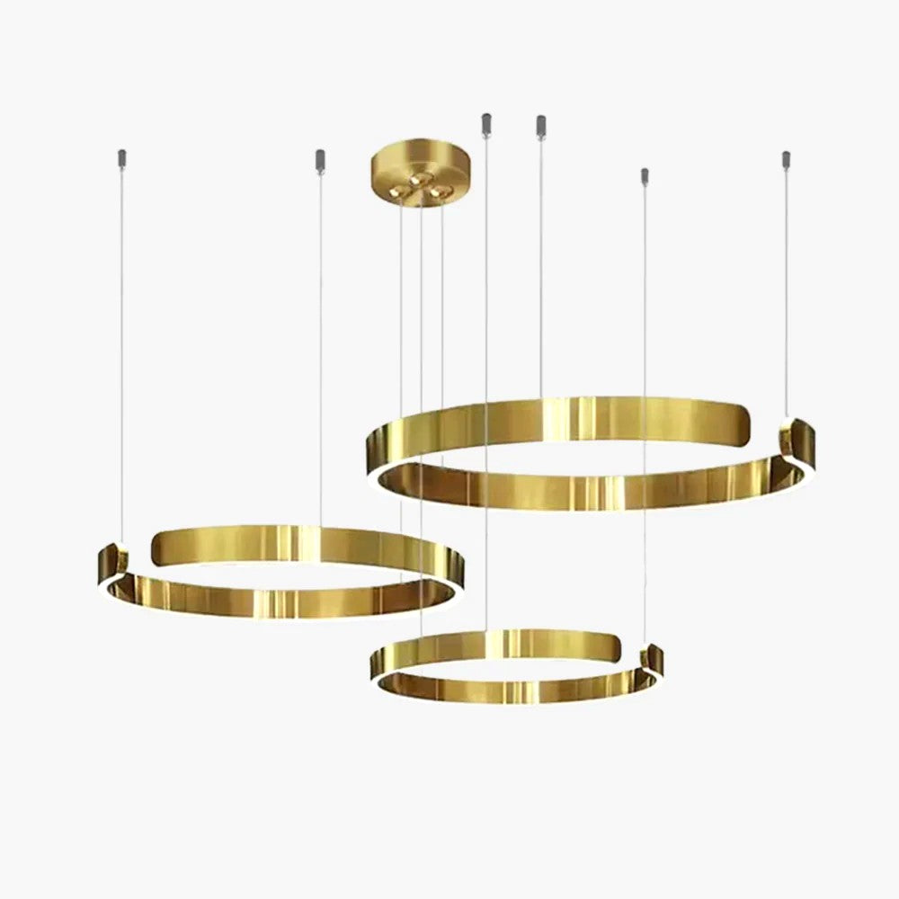 Suspension Cercles LED Anneaux Métal, Design Contemporain