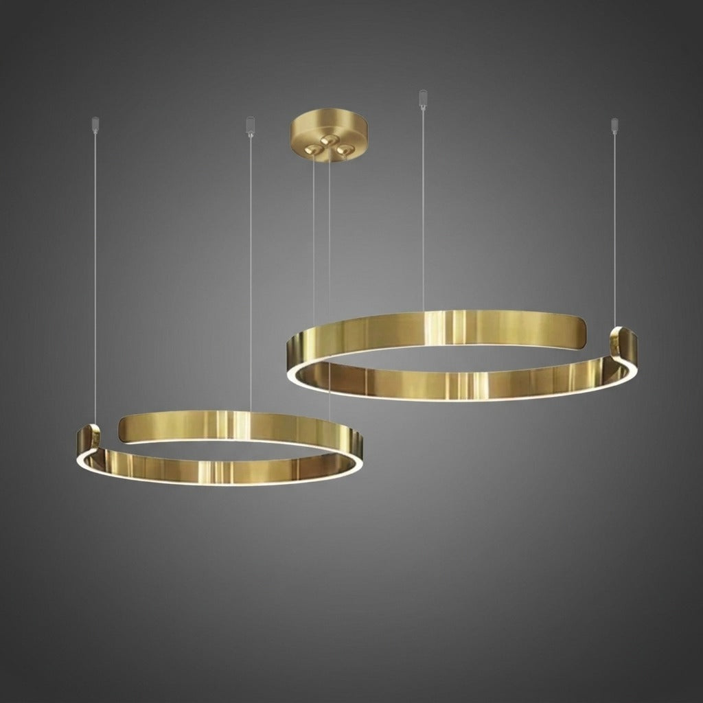 Suspension Cercles LED Anneaux Métal, Design Contemporain