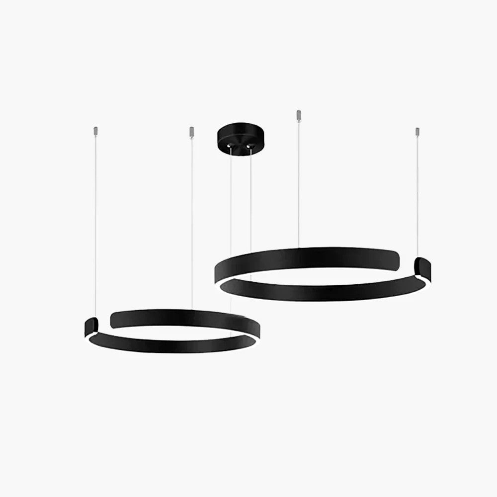 Suspension Cercles LED Anneaux Métal, Design Contemporain