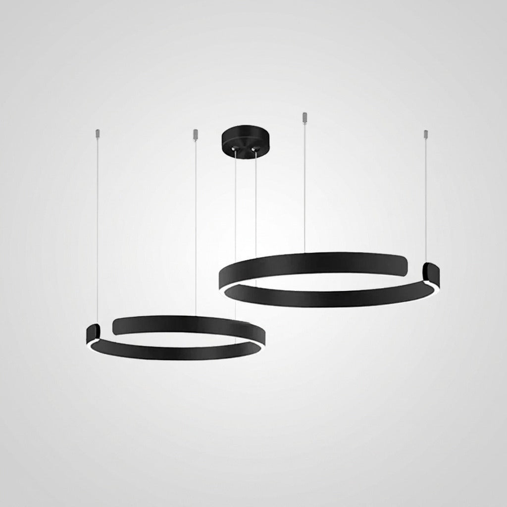 Suspension Cercles LED Anneaux Métal, Design Contemporain