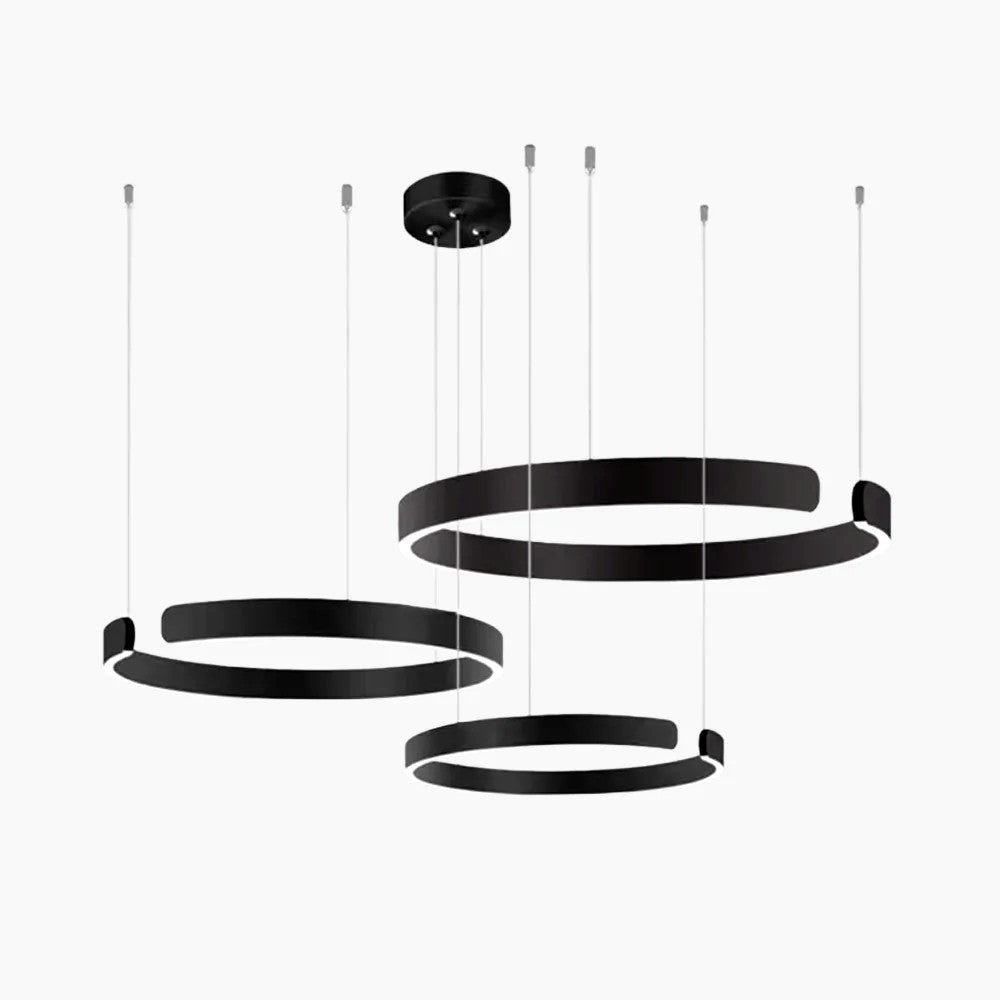 Suspension Cercles LED Anneaux Métal, Design Contemporain