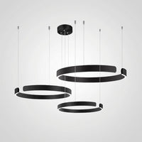Suspension Cercles LED Anneaux Métal, Design Contemporain