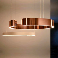 Suspension Cercles LED Anneaux Métal, Design Contemporain