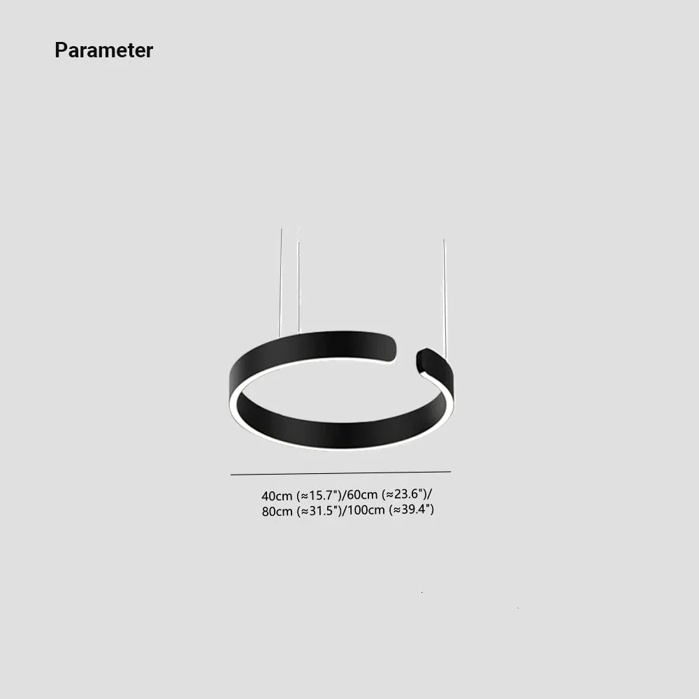 Suspension Cercles LED Anneaux Métal, Design Contemporain