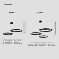 Suspension Cercles LED Anneaux Métal, Design Contemporain