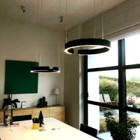 Suspension Cercles LED Anneaux Métal, Design Contemporain