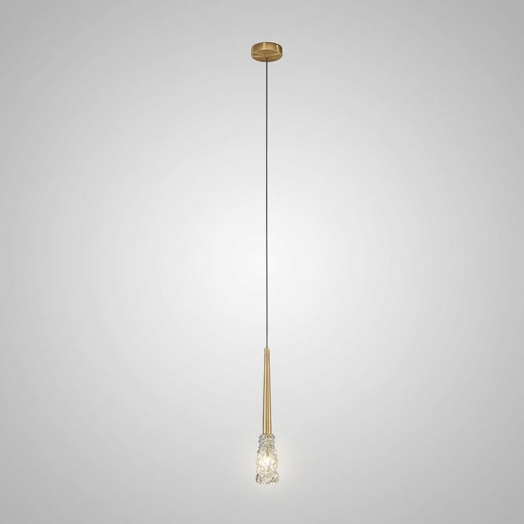Suspension Cristal Moderne Monture Dorée, Reflets Précieux Élégants
