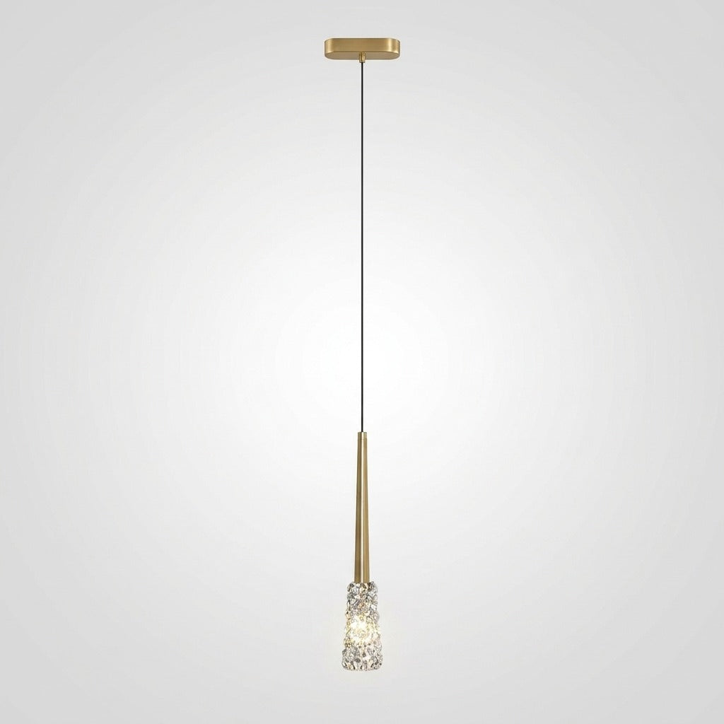 Suspension Cristal Moderne Monture Dorée, Reflets Précieux Élégants