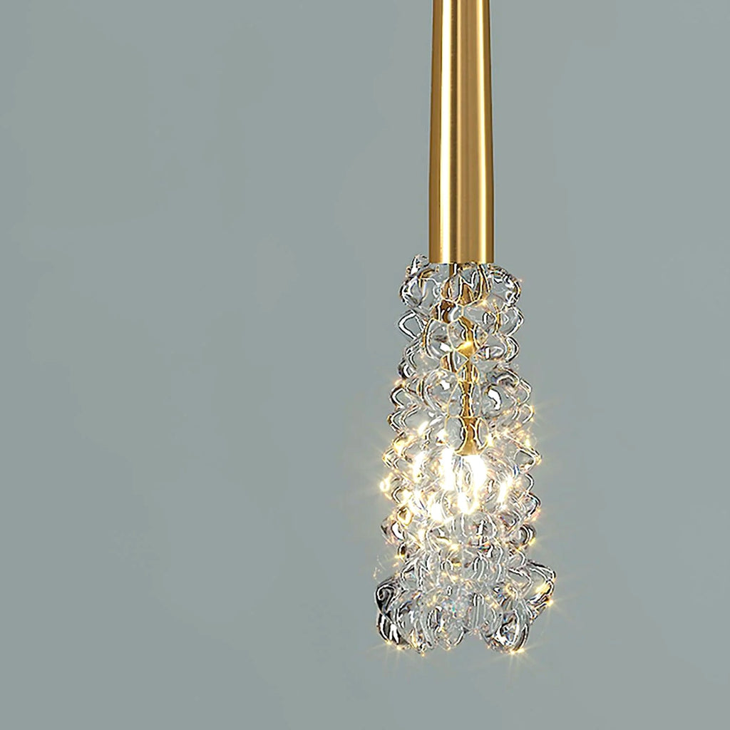 Suspension Cristal Moderne Monture Dorée, Reflets Précieux Élégants