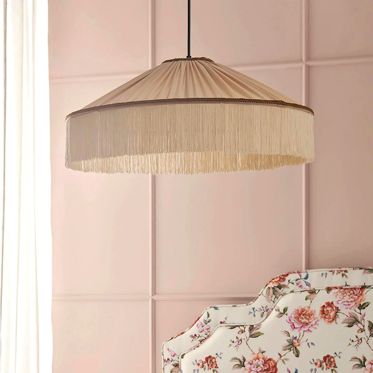 Suspension Franges Tissu Vintage Élégante, Mouvement Textile Doux