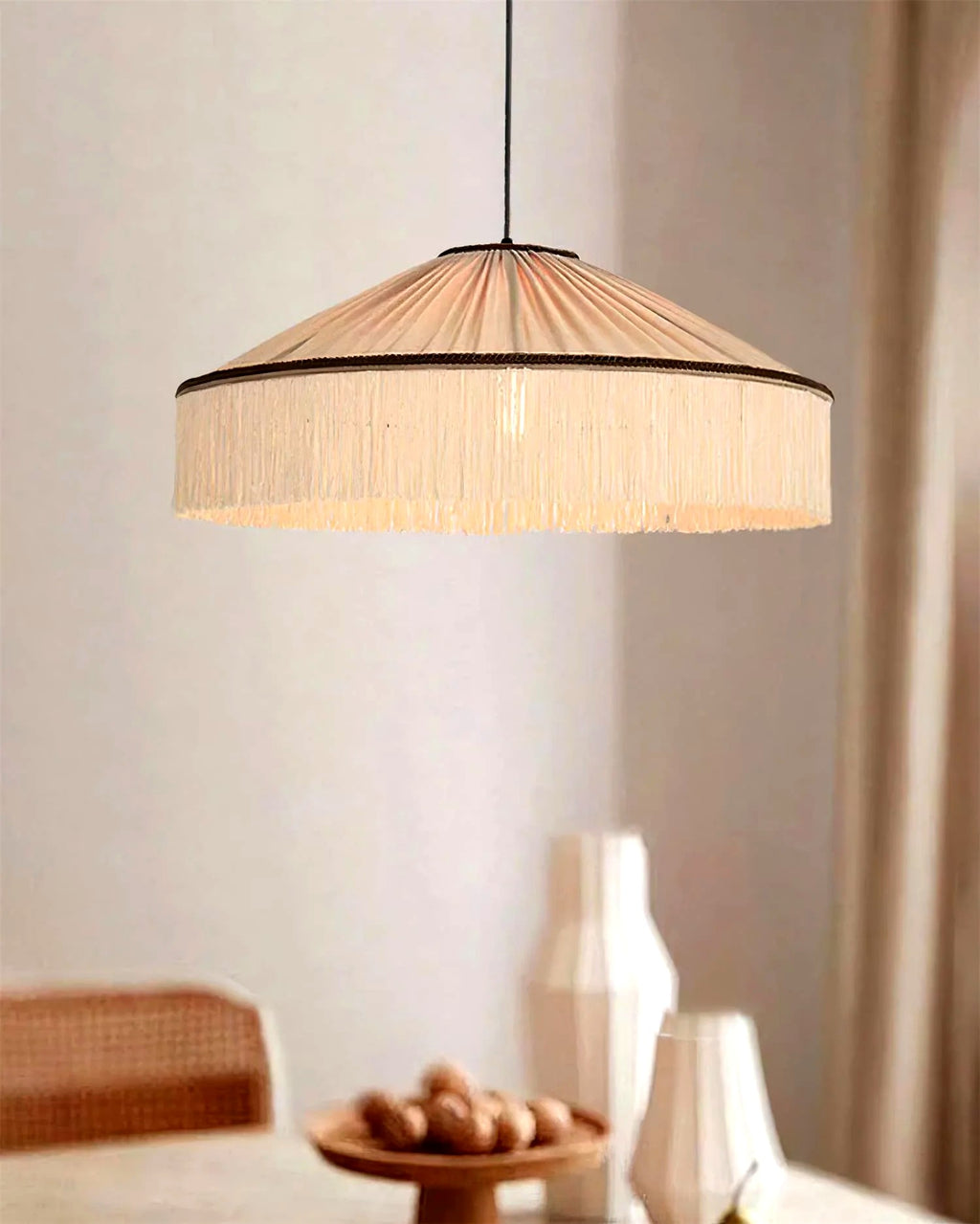 Suspension Franges Tissu Vintage Élégante, Mouvement Textile Doux