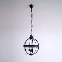 Suspension Industrielle Trois Têtes Métal Verre, Style Atelier Ancien