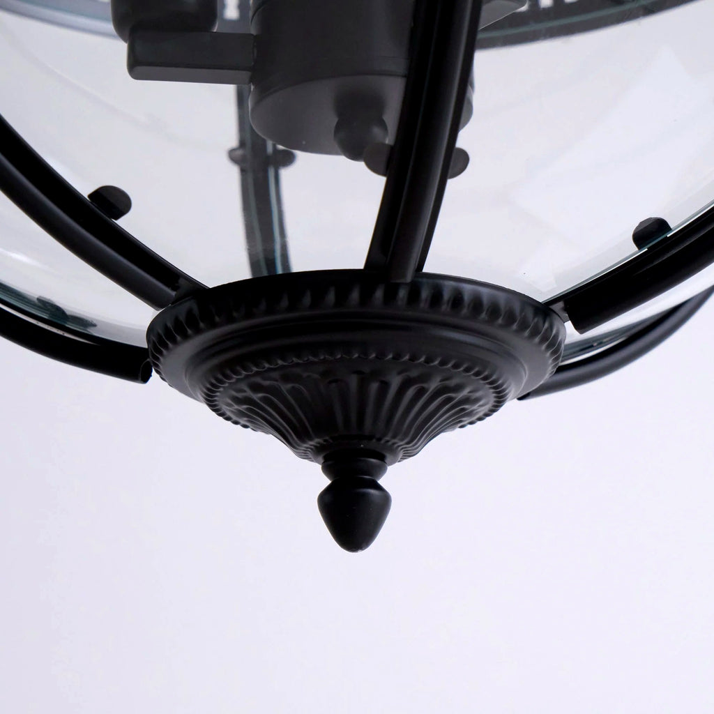 Suspension Industrielle Trois Têtes Métal Verre, Style Atelier Ancien