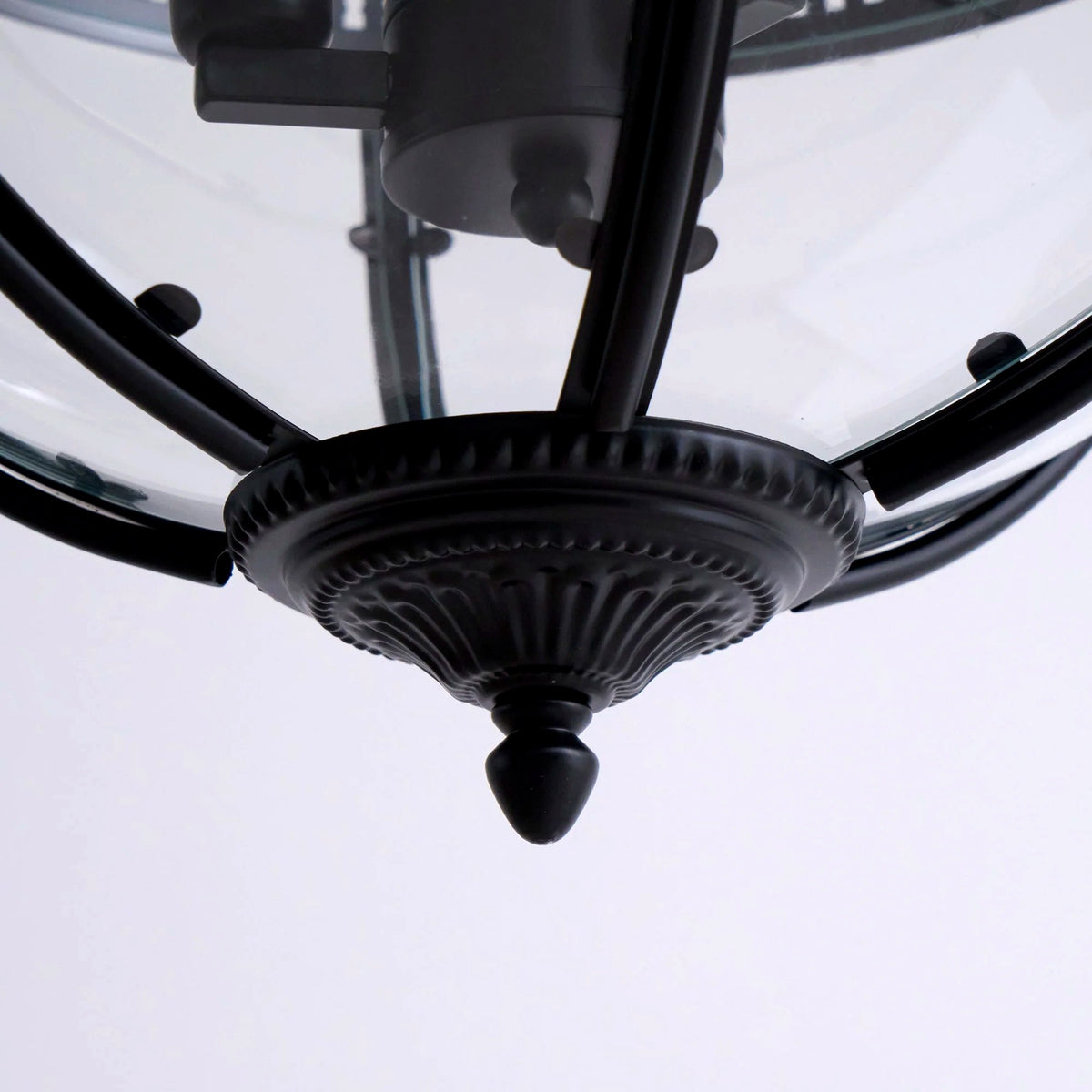 Suspension Industrielle Trois Têtes Métal Verre, Style Atelier Ancien