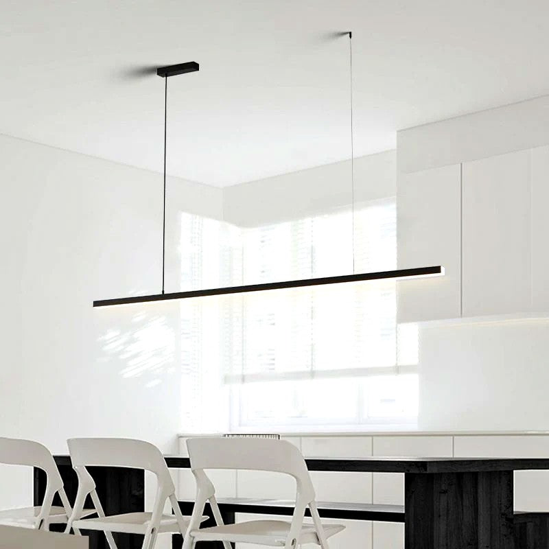 Suspension LED Linéaire Minimaliste, Métal Acrylique Profil Fin