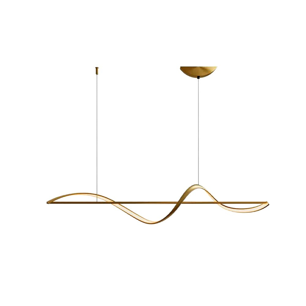 Suspension LED Ondulée Design Sculptural, Métal Silicone Fluide, Salon