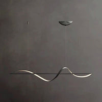 Suspension LED Ondulée Design Sculptural, Métal Silicone Fluide, Salon