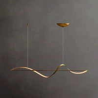 Suspension LED Ondulée Design Sculptural, Métal Silicone Fluide, Salon