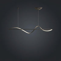 Suspension LED Ondulée Design Sculptural, Métal Silicone Fluide, Salon