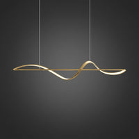 Suspension LED Ondulée Design Sculptural, Métal Silicone Fluide, Salon