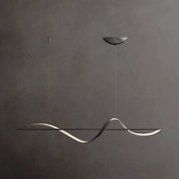 Suspension LED Ondulée Design Sculptural, Métal Silicone Fluide, Salon