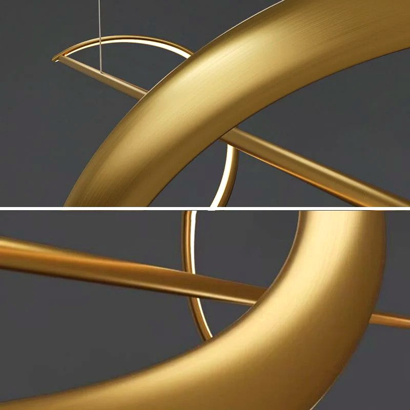 Suspension LED Ondulée Design Sculptural, Métal Silicone Fluide, Salon