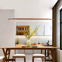 Suspension Linéaire Bois Minimaliste, Design Moderne Chaleureux, Salle