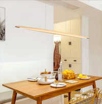 Suspension Linéaire Bois Minimaliste, Design Moderne Chaleureux, Salle