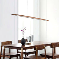 Suspension Linéaire Bois Minimaliste, Design Moderne Chaleureux, Salle
