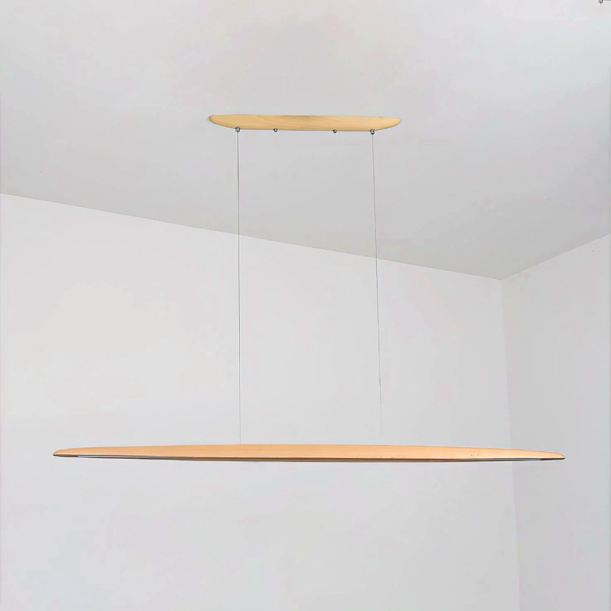 Suspension Linéaire Bois Minimaliste, Design Moderne Chaleureux, Salle