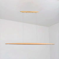 Suspension Linéaire Bois Minimaliste, Design Moderne Chaleureux, Salle