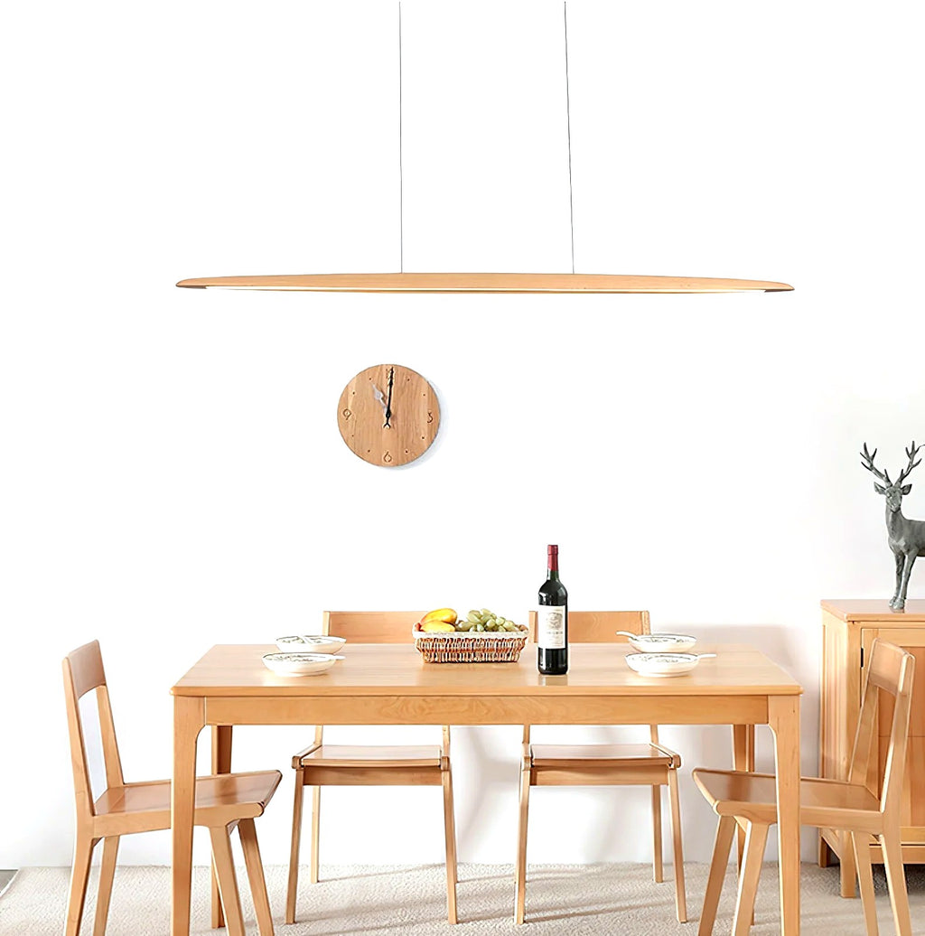 Suspension Linéaire Bois Minimaliste, Design Moderne Chaleureux, Salle