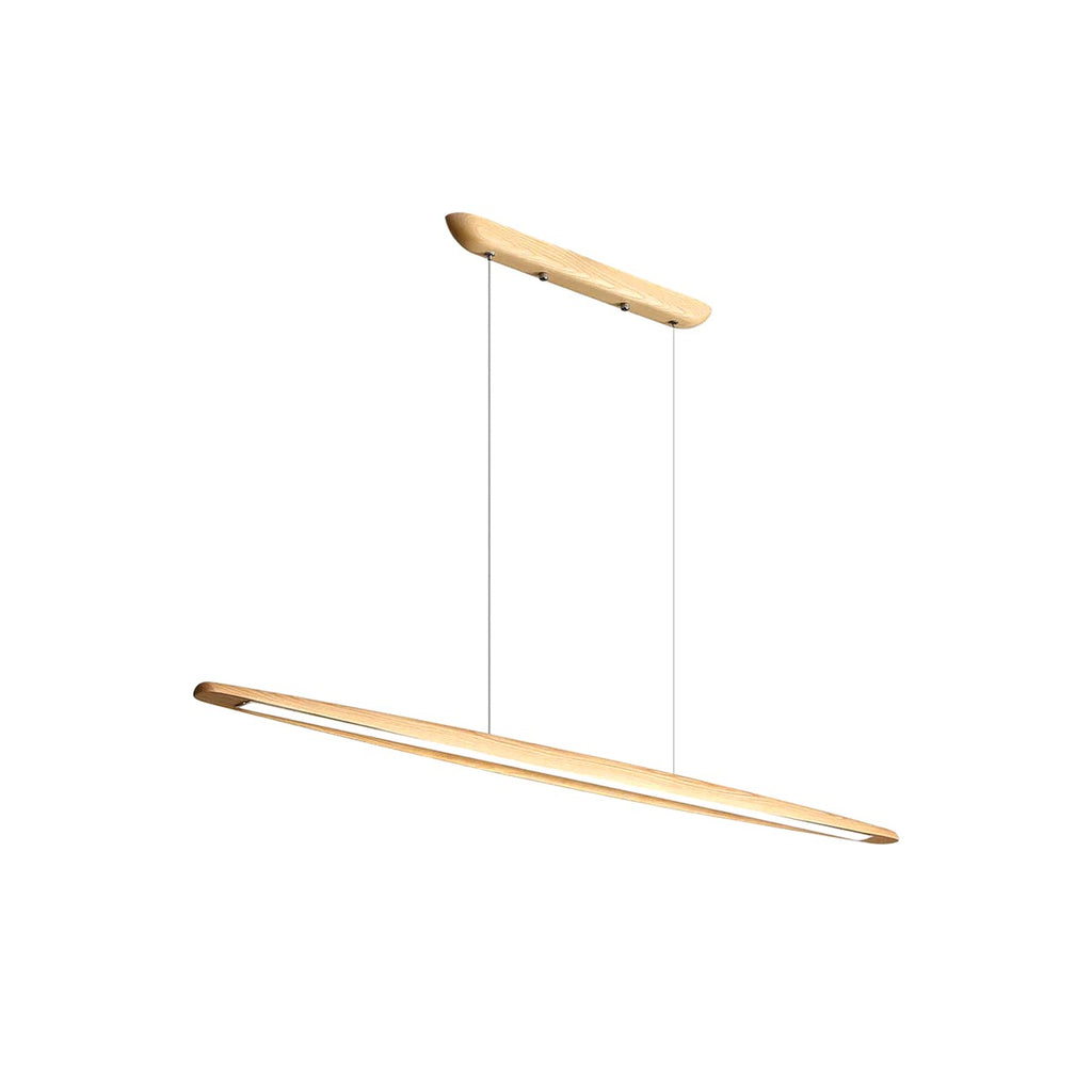 Suspension Linéaire Bois Minimaliste, Design Moderne Chaleureux, Salle