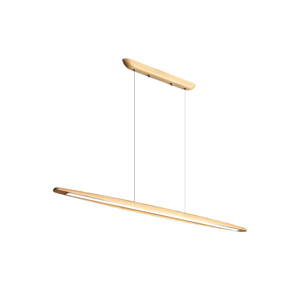 Suspension Linéaire Bois Minimaliste, Design Moderne Chaleureux, Salle