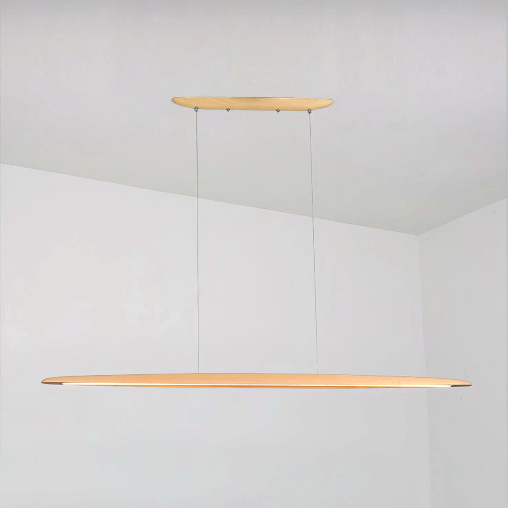 Suspension Linéaire Bois Minimaliste, Design Moderne Chaleureux, Salle
