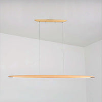 Suspension Linéaire Bois Minimaliste, Design Moderne Chaleureux, Salle