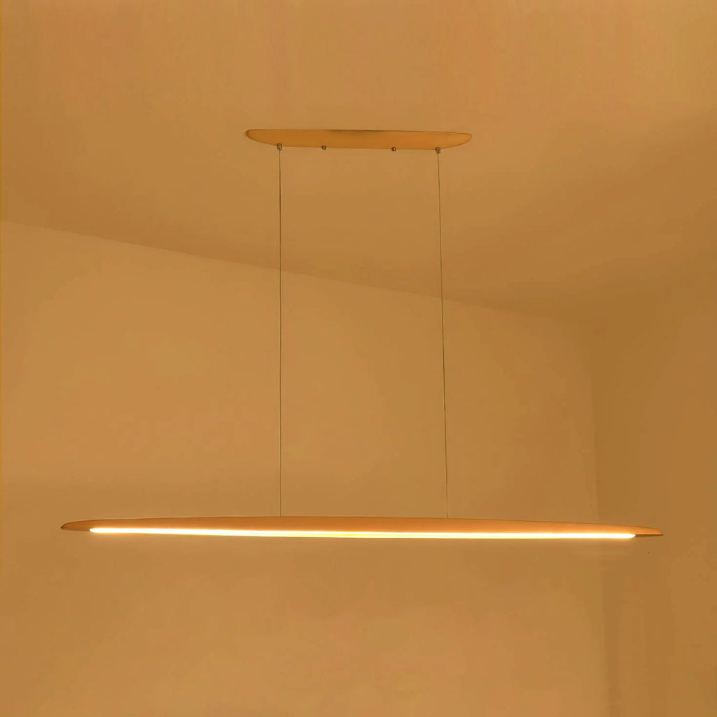 Suspension Linéaire Bois Minimaliste, Design Moderne Chaleureux, Salle