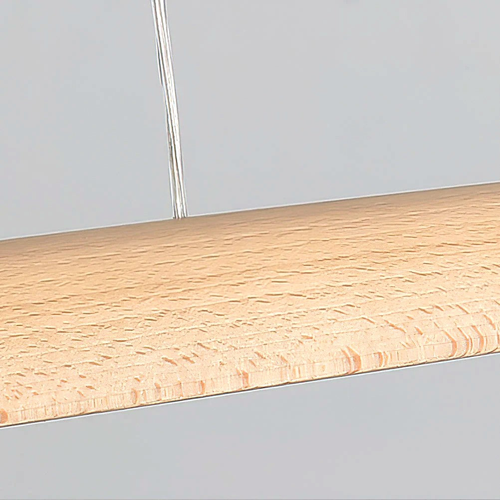 Suspension Linéaire Bois Minimaliste, Design Moderne Chaleureux, Salle