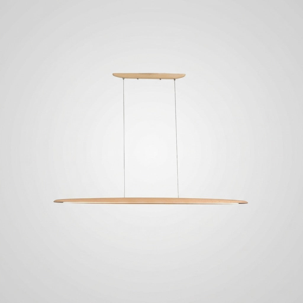 Suspension Linéaire Bois Minimaliste, Design Moderne Chaleureux, Salle