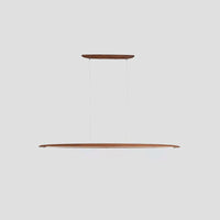 Suspension Linéaire Bois Minimaliste, Design Moderne Chaleureux, Salle