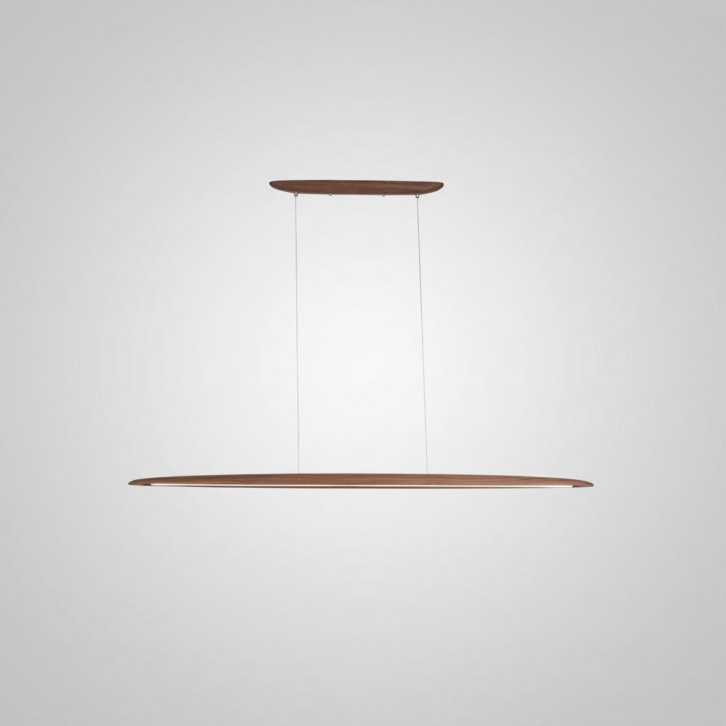 Suspension Linéaire Bois Minimaliste, Design Moderne Chaleureux, Salle