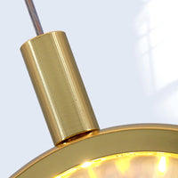 Suspension Ronde LED Métal Doré Cristal, Motifs Lumineux Décoratifs