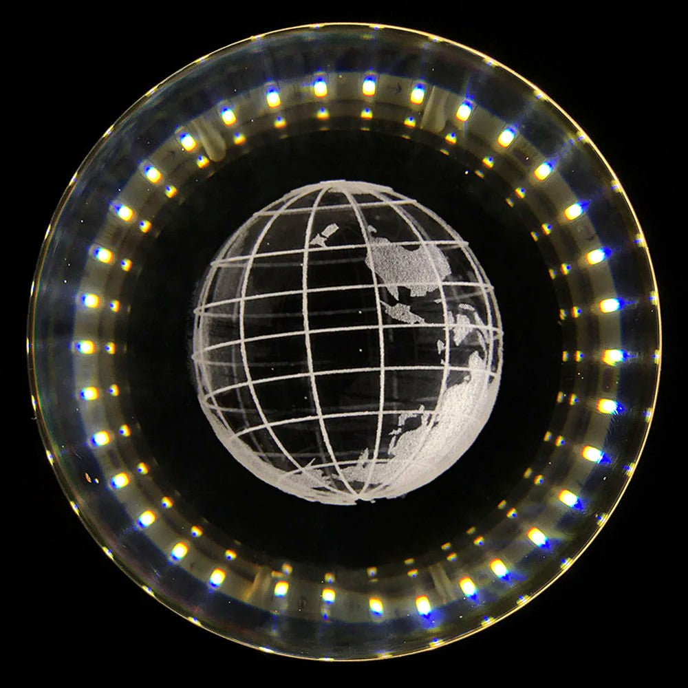 Suspension Ronde LED Métal Doré Cristal, Motifs Lumineux Décoratifs