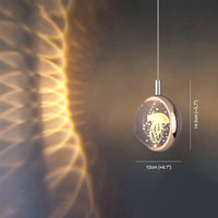 Suspension Ronde LED Métal Doré Cristal, Motifs Lumineux Décoratifs
