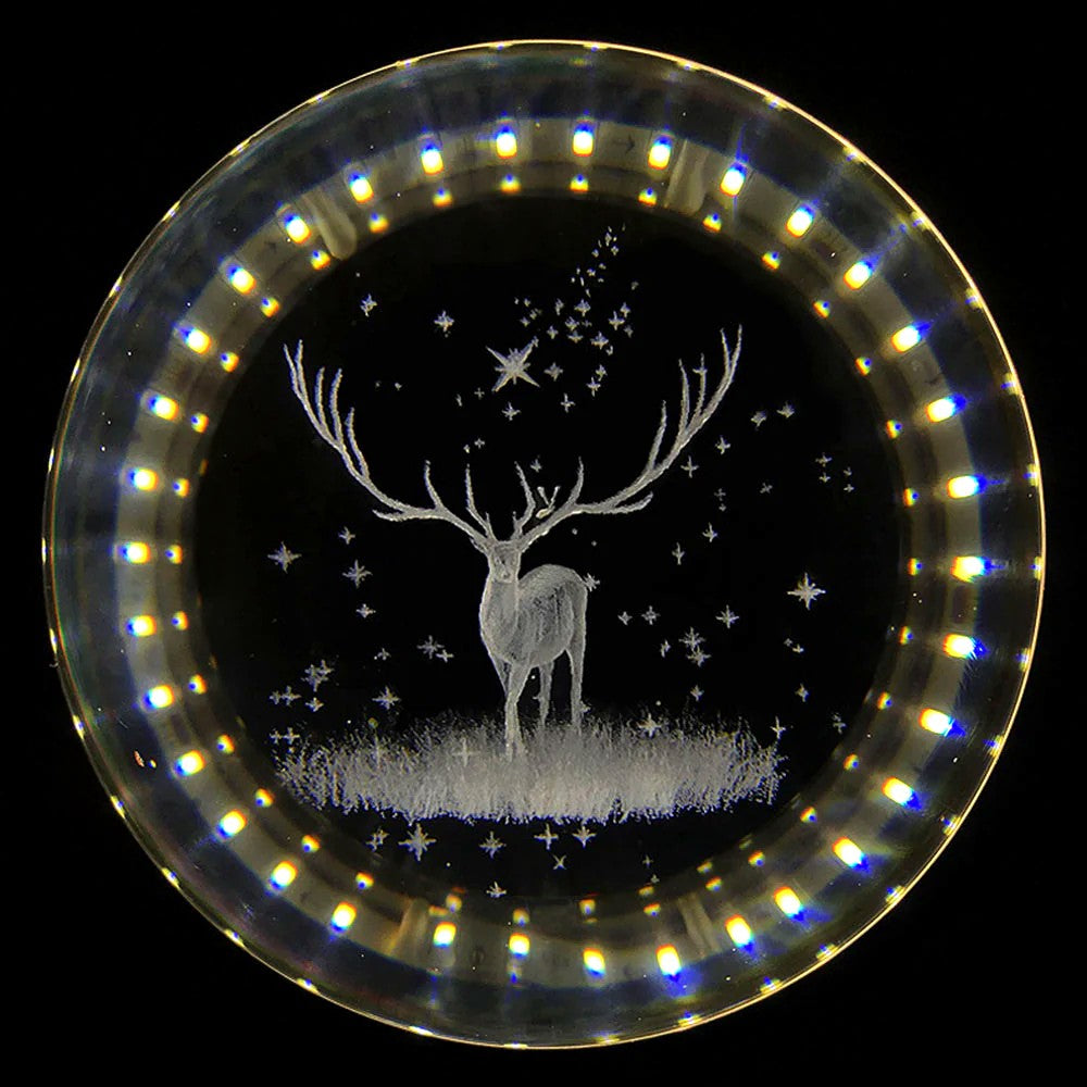 Suspension Ronde LED Métal Doré Cristal, Motifs Lumineux Décoratifs