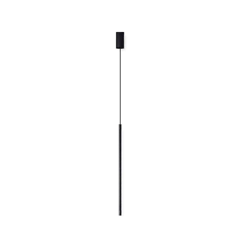 Suspension Tubulaire LED Noire Minimaliste, Tige Verticale Épurée
