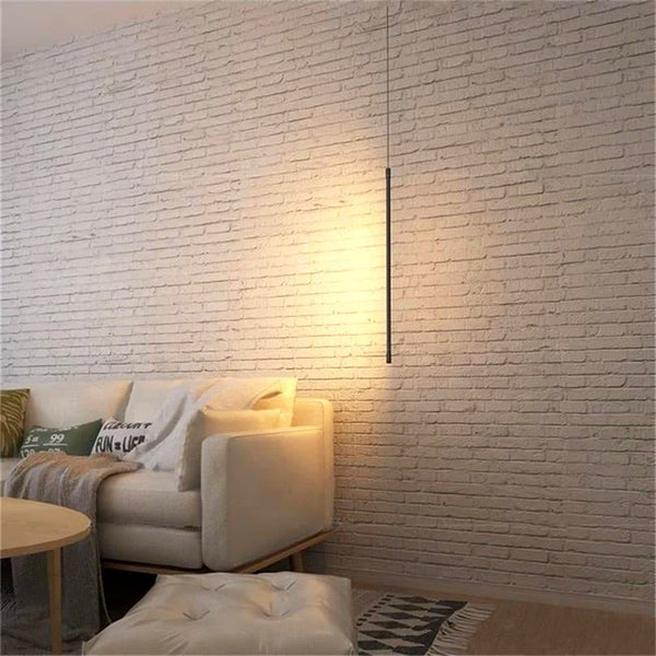 Suspension Tubulaire LED Noire Minimaliste, Tige Verticale Épurée